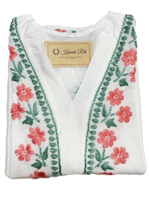 White Chikankari kurti for women