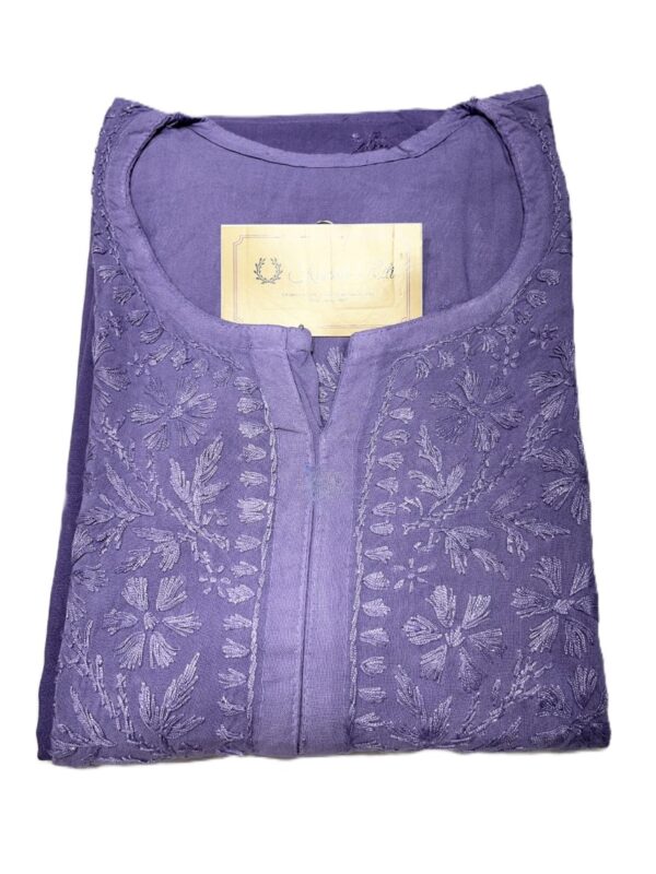 Lavender Hand Embroidered Chikankari Kurtas for Women
