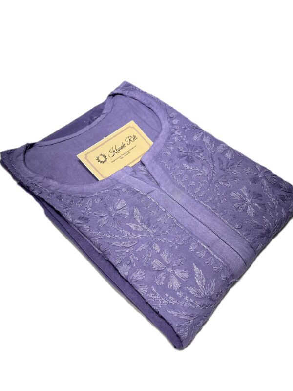 Lavender Hand Embroidered Chikankari Kurtas for Women