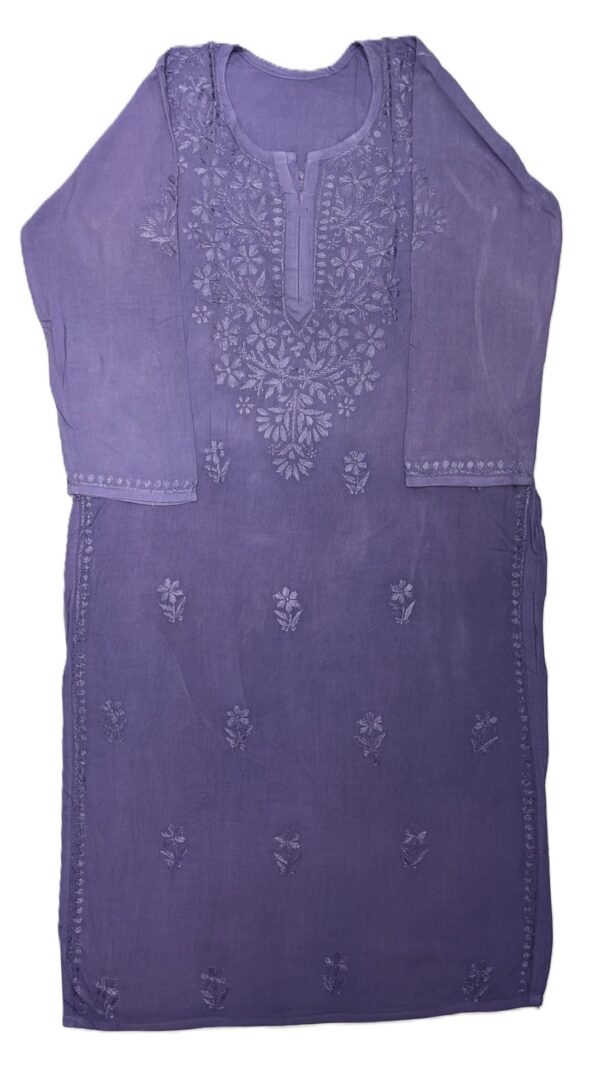 Lavender Hand Embroidered Chikankari Kurtas for Women