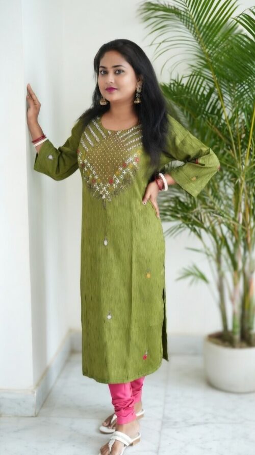 Artisanal Ethnic Wear Hand Embroidered Straight Kurti