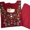 Red Cotton Hand Embroidery Kurti with Mirror Work
