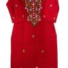 Red Cotton Hand Embroidery Kurti with Mirror Work