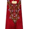 Red Cotton Hand Embroidery Kurti with Mirror Work