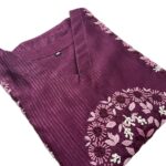 Hand embroidery wine color long kurti
