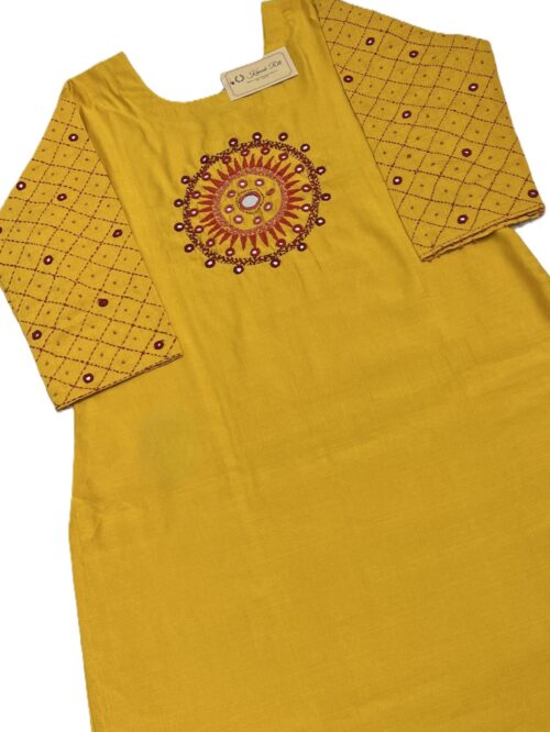 Long yellow kurti for women