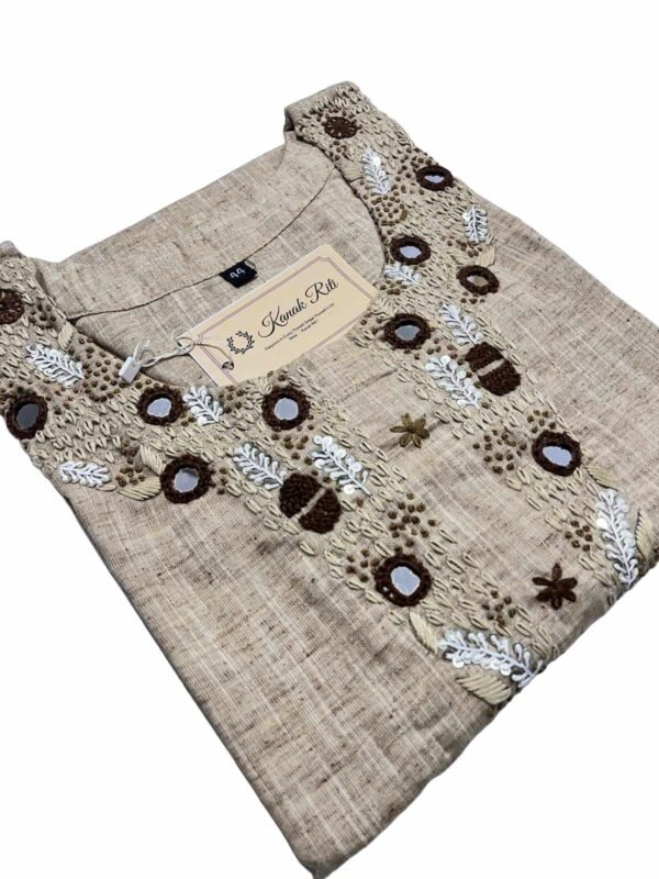 Beige Khadi 2PC Set - Elegant Ethnic Wear for Women