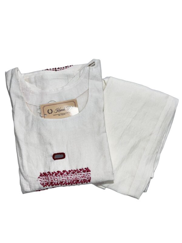 Chic White Long Kurti with Pant Set