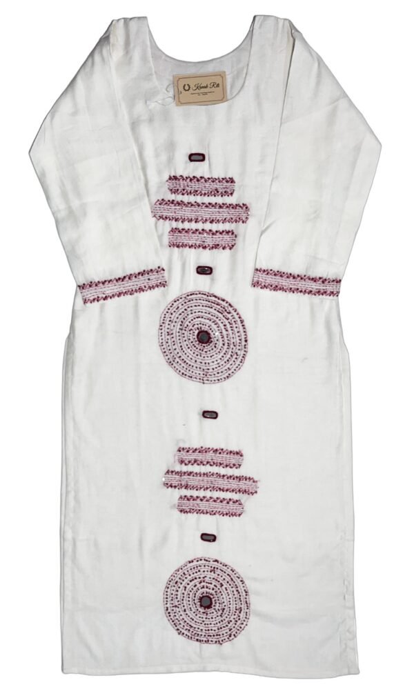 Chic White Long Kurti with Pant Set
