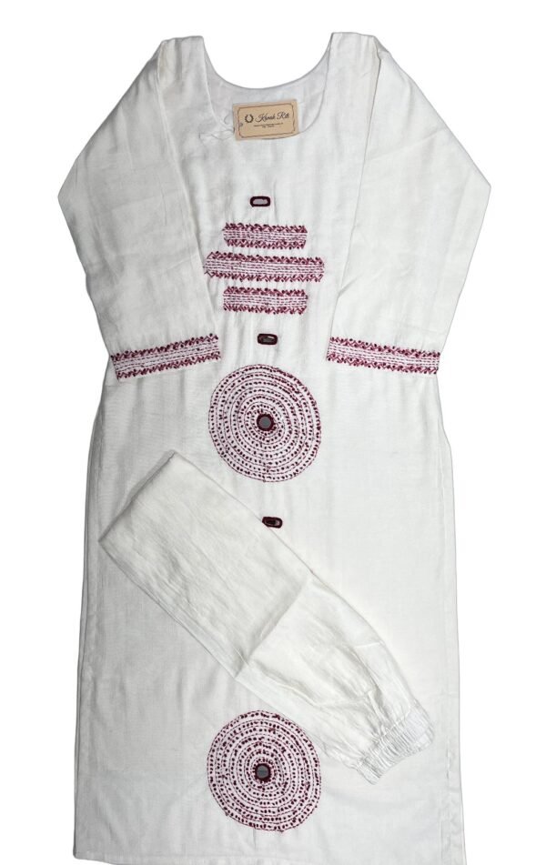 Chic White Long Kurti with Pant Set