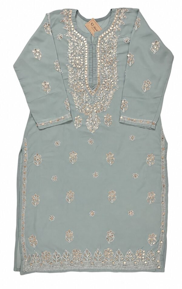 Elegant Grey Chikankari Kurti