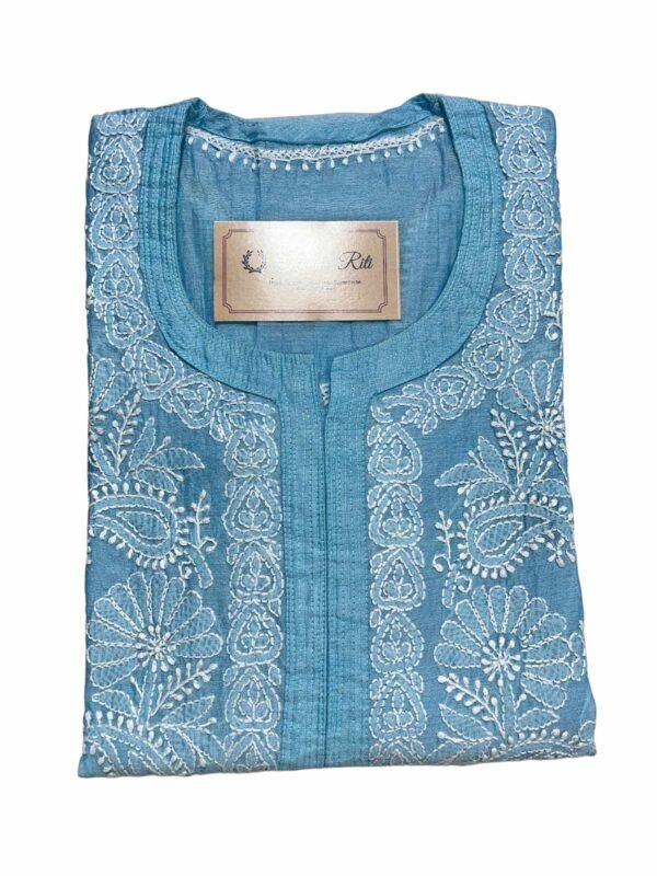 Elegant Blue Chikankari Kurti Online - Kanak Riti