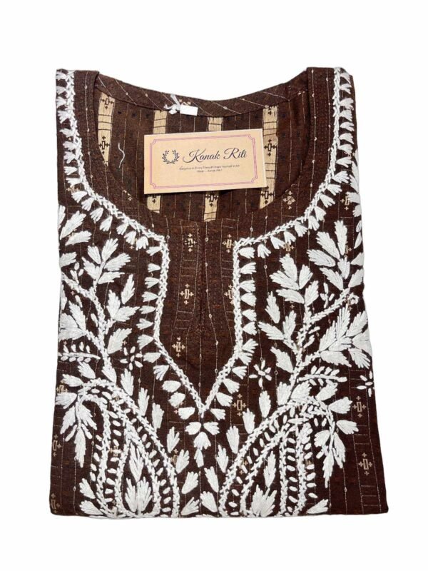 Chikankari Kurti Set Online - Elegant Brown Weaving