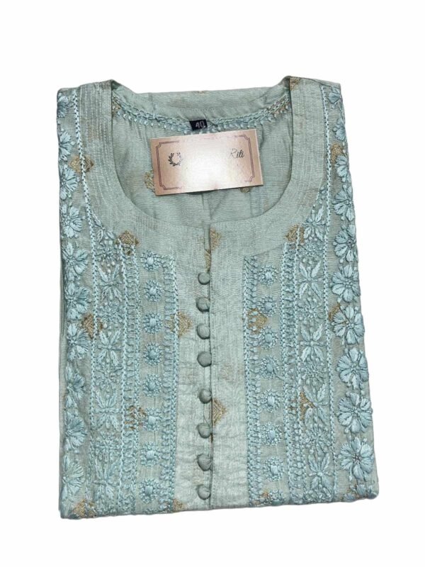 Elegant Blue Banarasi Chikankari Kurti for Women