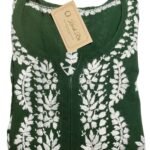 Elegant Dark Green Chikankari Kurti for Office Wear