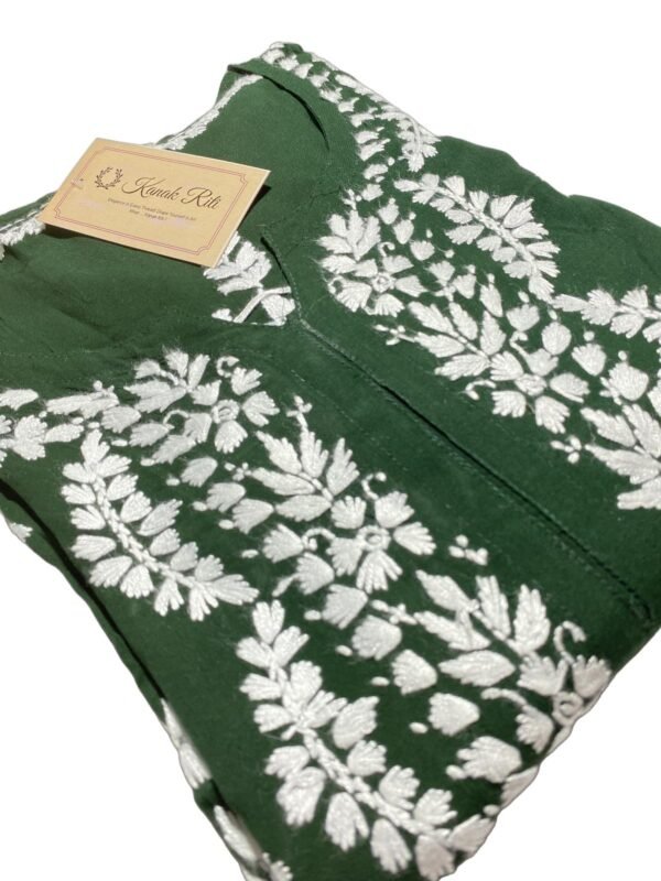 Elegant Dark Green Chikankari Kurti for Office Wear