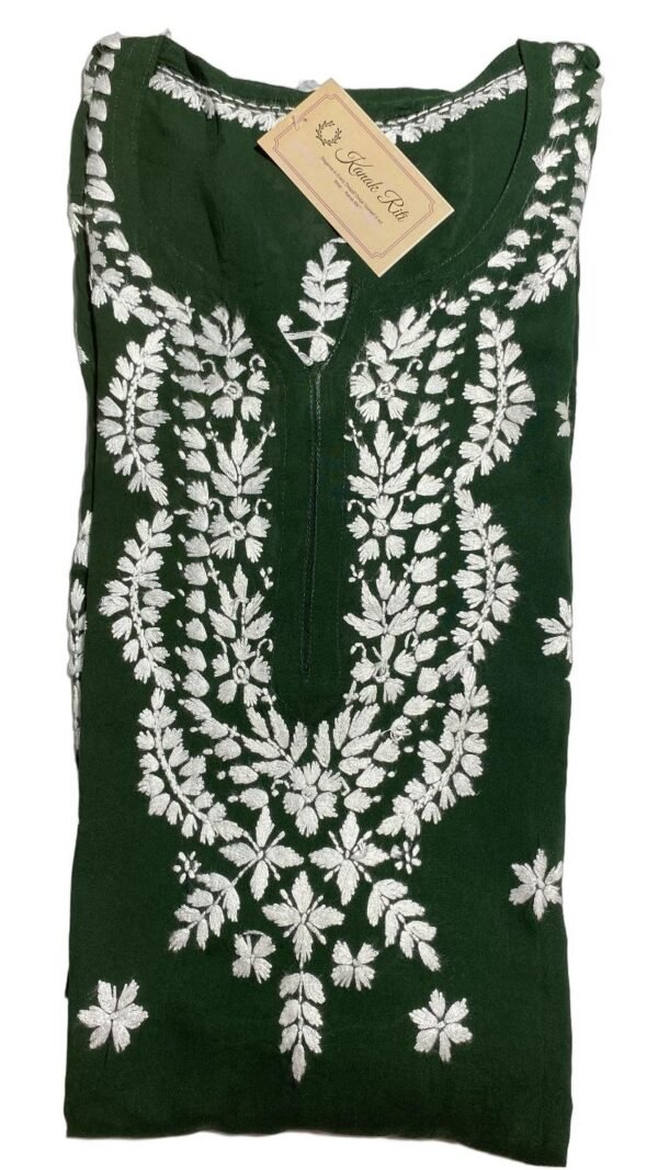 Elegant Dark Green Chikankari Kurti for Office Wear