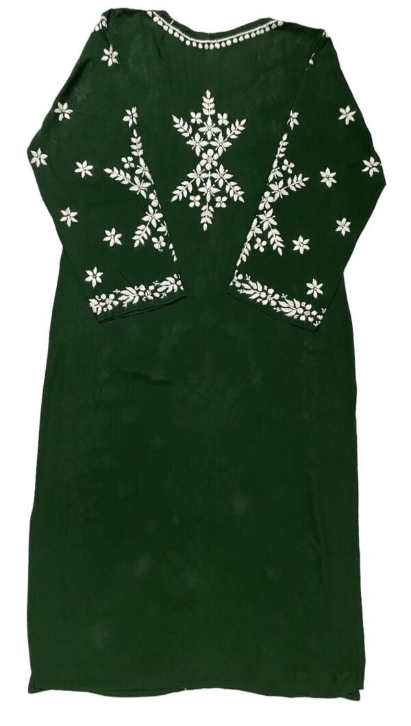 Elegant Dark Green Chikankari Kurti for Office Wear