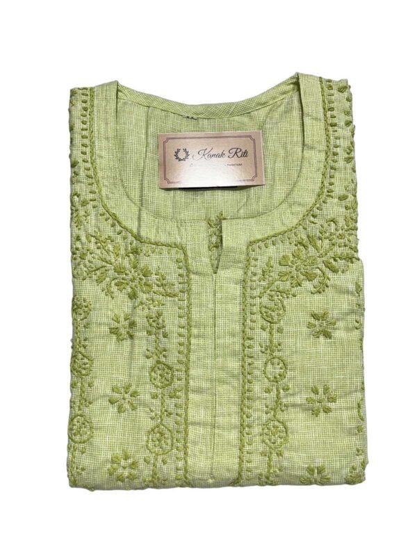 Elegant Green Kota Doriya Chikankari Kurti Online