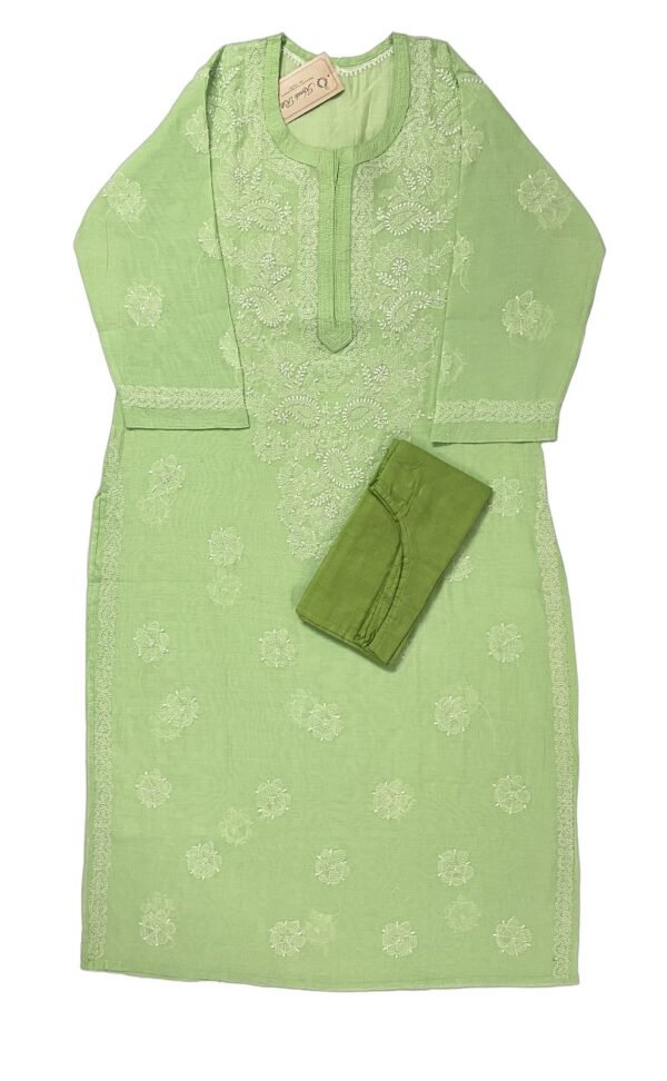 Elegant Green Chikankari Kurti Online - Kanak Riti