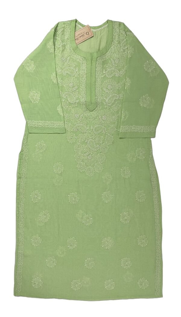 Elegant Green Chikankari Kurti Online - Kanak Riti