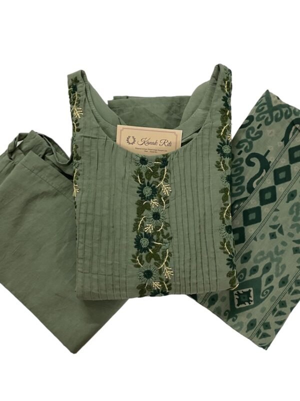 Elegant Green Kurti with Pant and Dupatta Set