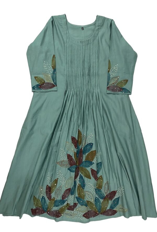 Elegant Hand Embroidered Cotton Dress - Kanak Riti