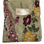 Elegant Hand Embroidered Kurti in Muslin Jacquard - Beige
