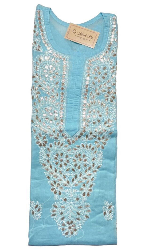 Elegant Light Blue Chikankari Cotton Kurti