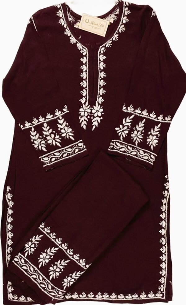 Elegant Maroon Chikankari Coord Set for Women