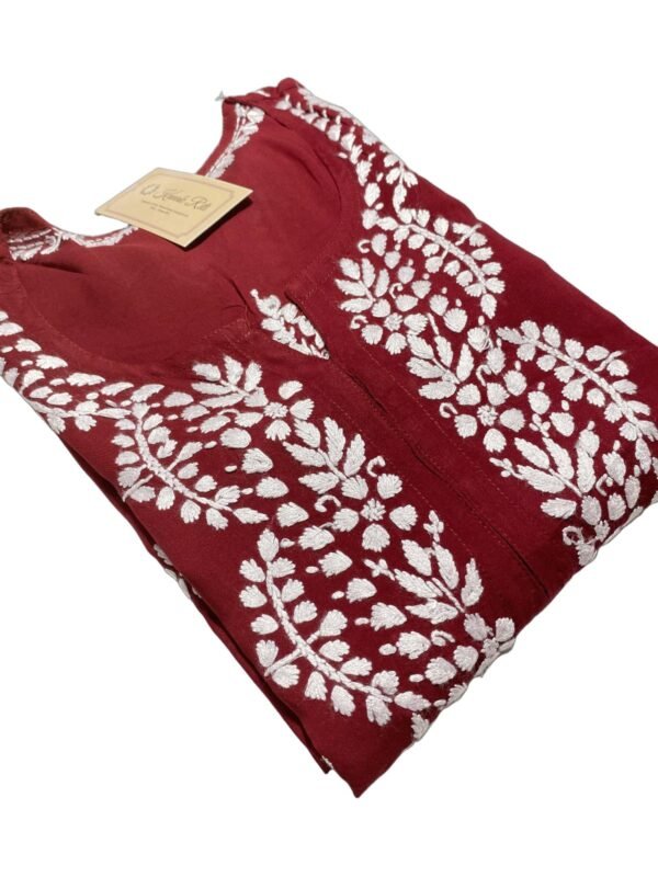 Elegant Maroon Chikankari Kurti for Office Wear