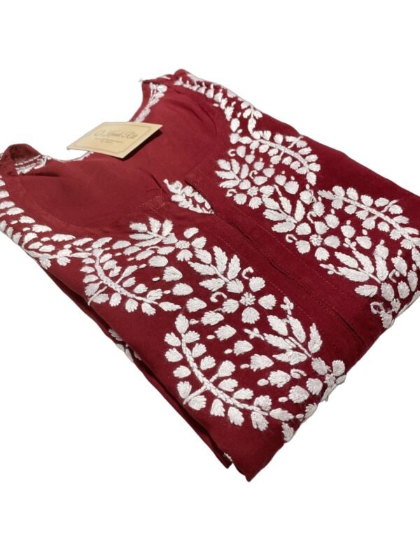 Elegant Maroon Chikankari Kurti for Office Wear