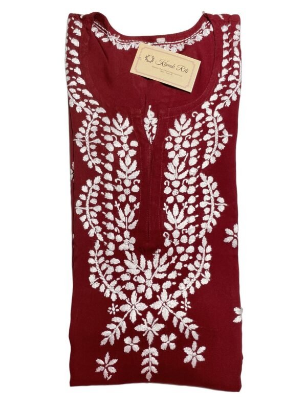 Elegant Maroon Chikankari Kurti for Office Wear