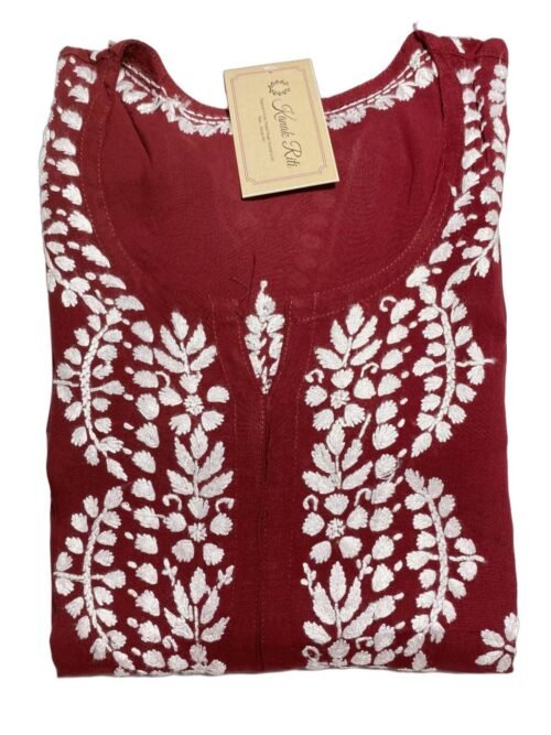 Elegant Maroon Chikankari Kurti for Office Wear