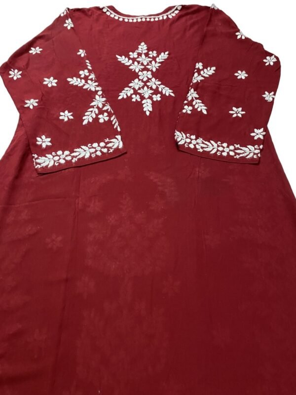 Elegant Maroon Chikankari Kurti for Office Wear