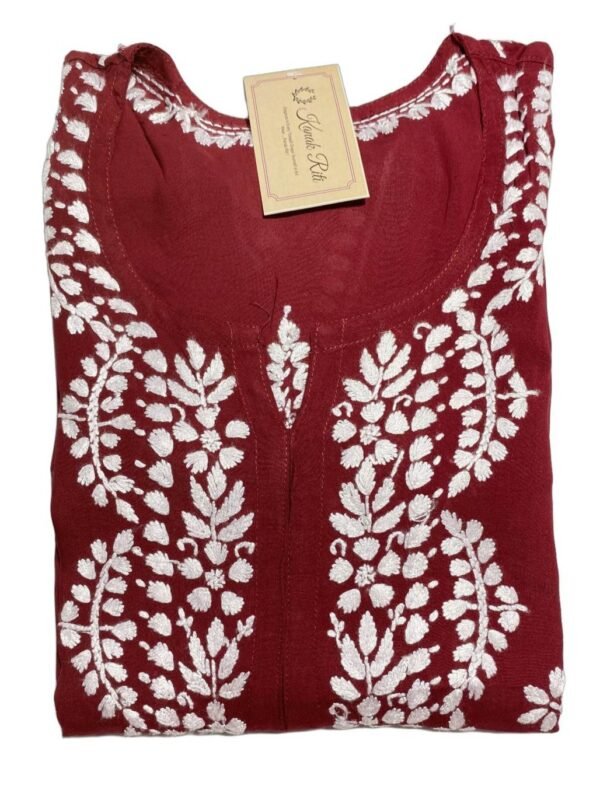 Elegant Maroon Chikankari Kurti for Office Wear