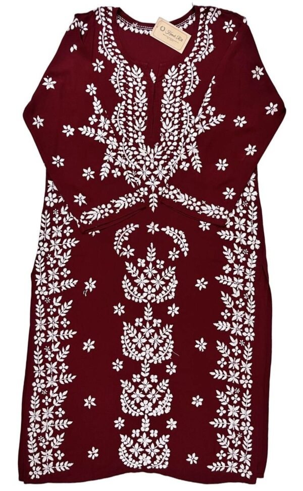 Elegant Maroon Chikankari Kurti for Office Wear