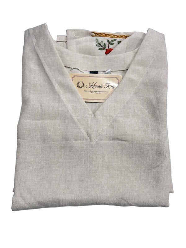Elegant Off White Linen Kurti - Kanak Riti