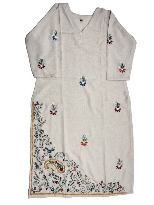 Elegant Off White Linen Kurti - Kanak Riti
