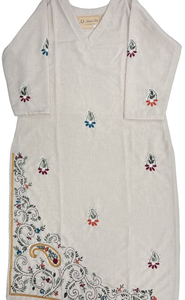 Elegant Off White Linen Kurti - Kanak Riti