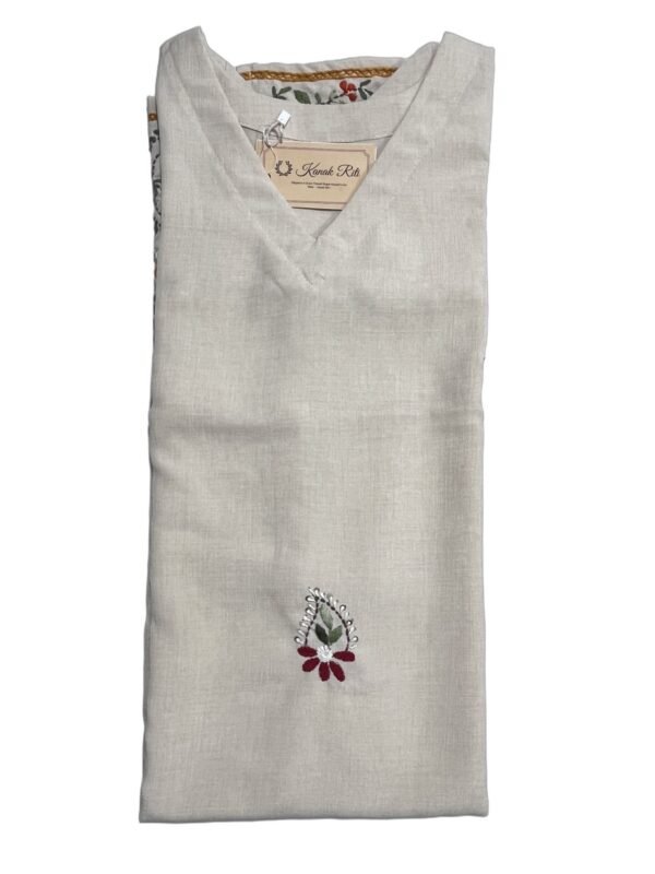 Elegant Off White Linen Kurti - Kanak Riti