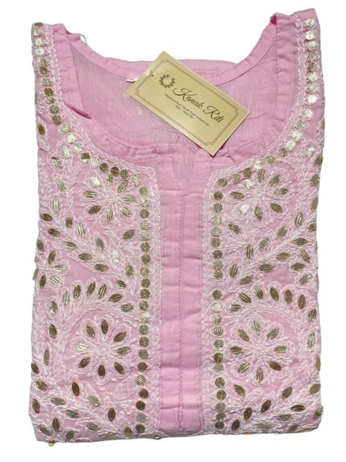 Elegant Pink Chikankari Cotton Kurti Online