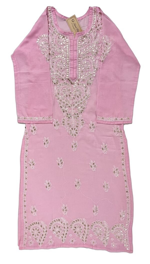 Elegant Pink Chikankari Cotton Kurti Online