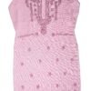 Elegant Pink Kota Doria Kurti with Chikankari Embroidery