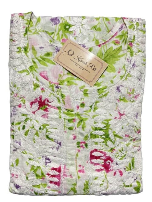 Elegant Printed Chikankari Cotton Kurti Online