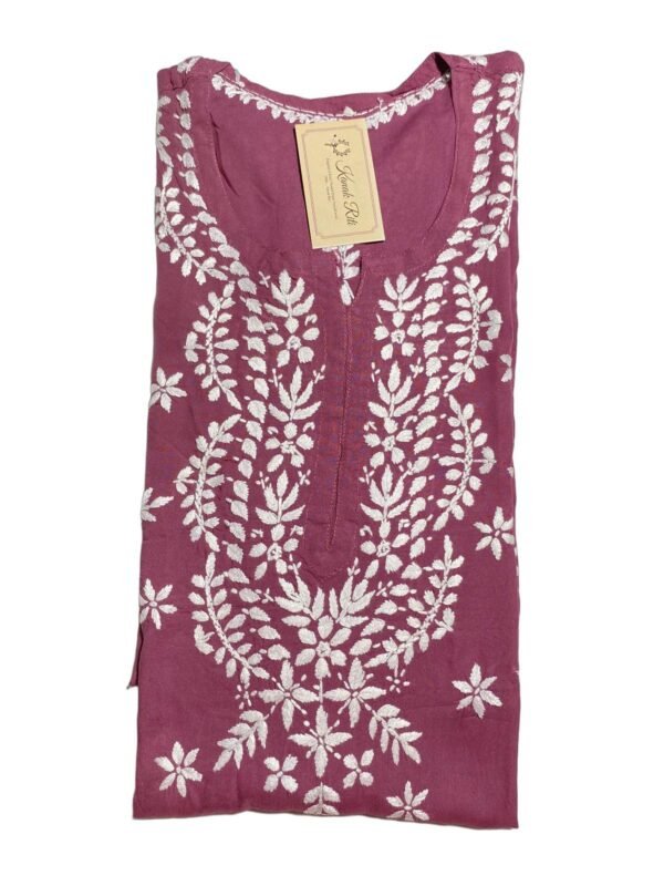 Elegant Rani Pink Chikankari Kurti for Office Wear