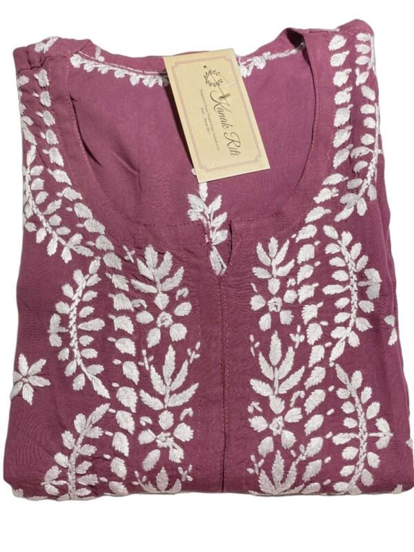Elegant Rani Pink Chikankari Kurti for Office Wear