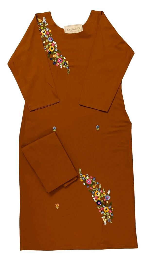 Rust brown cotton kurti set
