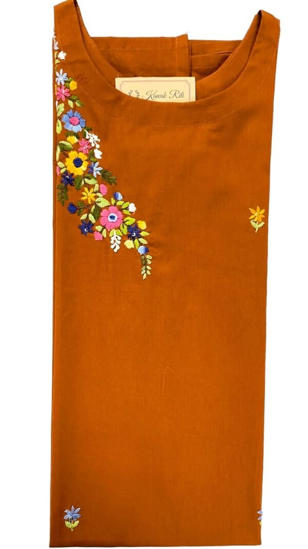 Rust brown cotton kurti set