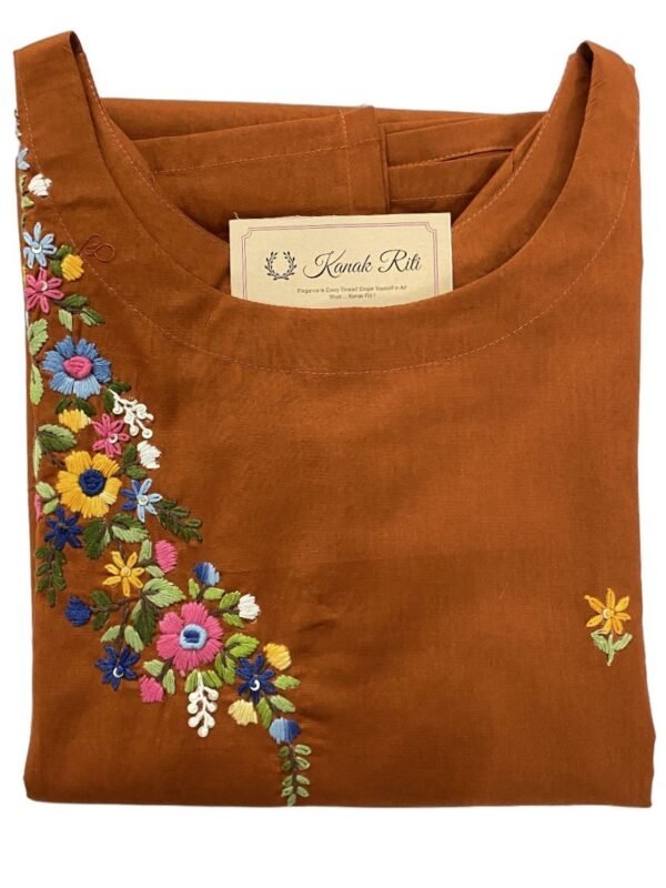 Rust brown cotton kurti set